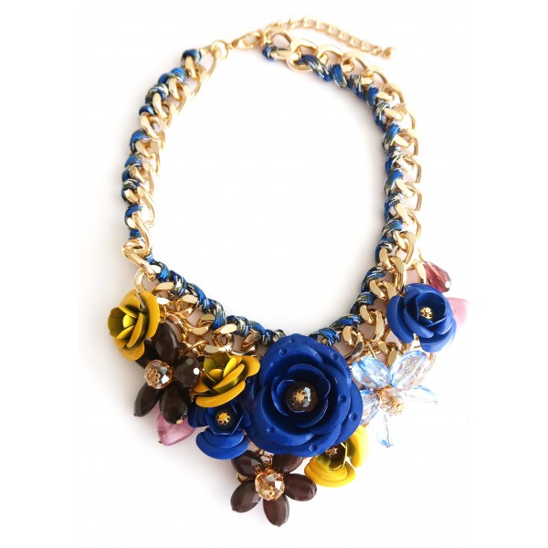Multicolored Bouquet 3D Floral Stone Necklace